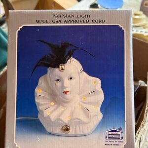 Ceramic Face Night Light with Feather Accent
